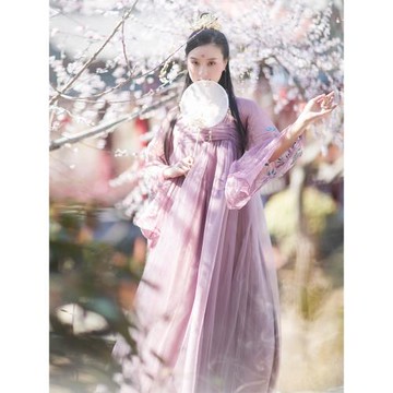 【現貨】棉麻記漢服刺繡襦裙長裙夏季古風顯瘦網紗裙氣質連衣裙女