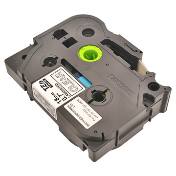 brother 兄弟牌 標準黏性護貝標籤帶 18mm  透明底白字  8m