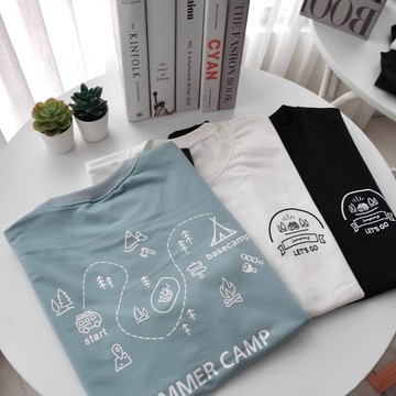 【KT USA】CAMP露營短t 短袖上衣 CAMP 線條風 露營 短袖 短T 18697