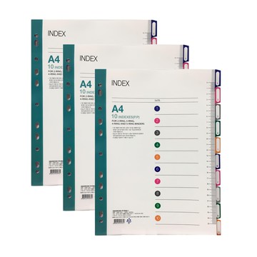 PP 10分類索引文件夾  多色  3個
