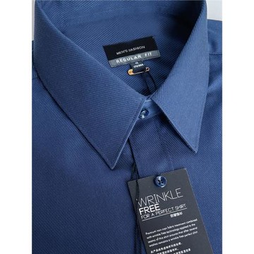 男士襯衫墨藍色修身商務休閑襯衣抗皺免燙長袖春夏韓版寸衫工作服