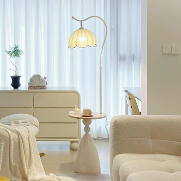 免運可開票 立燈 落地燈 檯燈 壁燈 過道燈 感應燈 床頭燈 臥室燈 氛圍燈 奶油置物架茶幾一體落地燈客廳沙發旁邊擺件氛圍臥室床頭柜臺燈 pyy0705