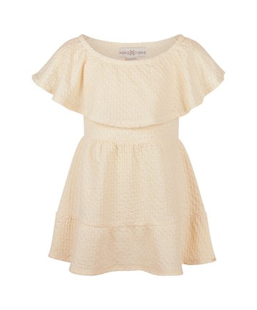 荷葉邊米白色短袖洋裝104cm