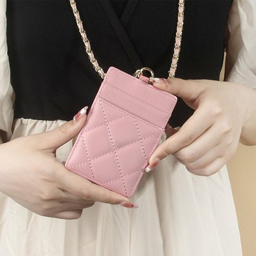 證件套 證件夾 卡夾 鏈條包 卡包 菱格鏈條包 真皮證件套 掛繩證件套 識別證 羊皮卡套 證件卡套 韓國卡夾 103