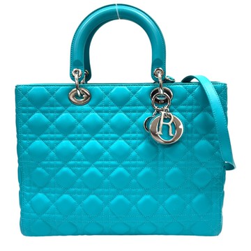 Dior 迪奧 淡藍色 藍色 籐格紋羊皮 Lady Dior 兩用包 CAL44561 【二手名牌BRAND OFF】