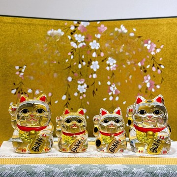 【富士福貓】日本玻璃小判招財貓