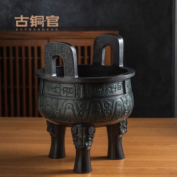 銅鼎擺件仿古青銅器大克鼎酒柜玄關高檔香爐裝飾品大型落地擺設
