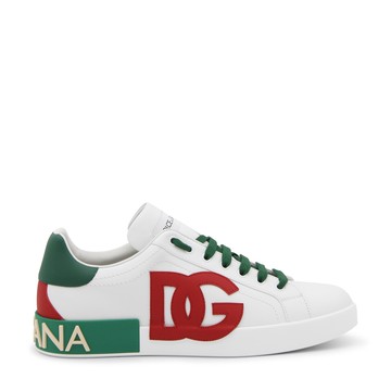 Dolce & Gabbana - White And Green Leather Portofino Sneakers