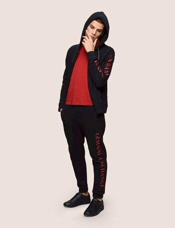 美國百分百【全新真品】Armani Exchange 連帽外套 AX 長袖 logo 套裝 休閒褲 黑色 S號 J663