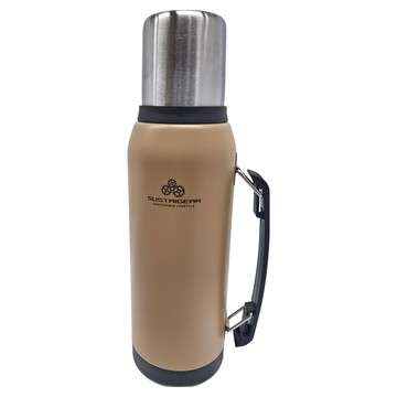 FREIZ 和平 不鏽鋼保溫杯  銀色 + 棕色 + 黑色  1L  1瓶