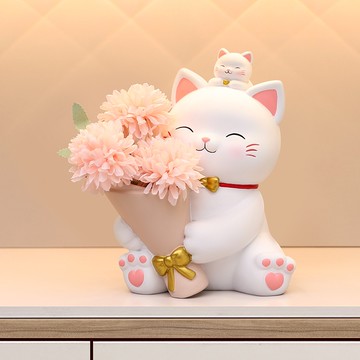 [隔日達 免運]花瓶 貓咪擺件 招財貓 捧花擺件 玄關擺件 客廳擺飾 房間擺設 擺飾 家居裝飾
