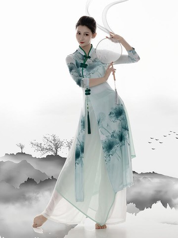 【快速出貨】楓彩古典舞旗袍 舞蹈專用服裝 中國舞練功服 身韻紗衣上衣表演服