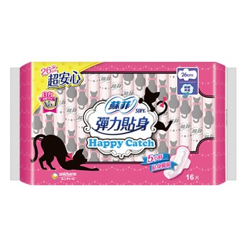 [家速配]蘇菲彈力貼身Happy catch衛生棉26cm-16PC