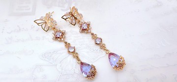 | 魔法師系列 | 紫 智慧 微鑲鑽  無痛專利耳夾 可改耳勾 14K包金