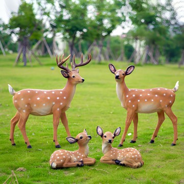 別墅庭院花園林仿真動物裝飾擺件玻璃鋼仿真梅花鹿雕塑小鹿擺件