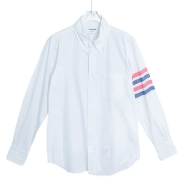 (L) thom browne質感中性寬鬆棉質經典長袖白色襯衫上衣