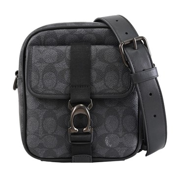 COACH CK969 BECK 經典C釦塗層花紋休閒斜背包.炭灰黑
