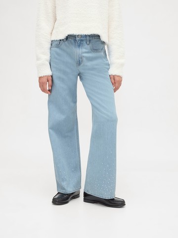 女童裝 寬鬆牛仔褲-淺色水洗