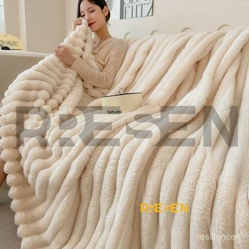 兔毛絨冬天保暖毯子加絨毛毯鋪床午睡蓋被珊瑚絨毯法蘭絨加厚床單 保暖毛毯 小棉被毯子 被子毯子 午睡毯 小被子 連帽毯子