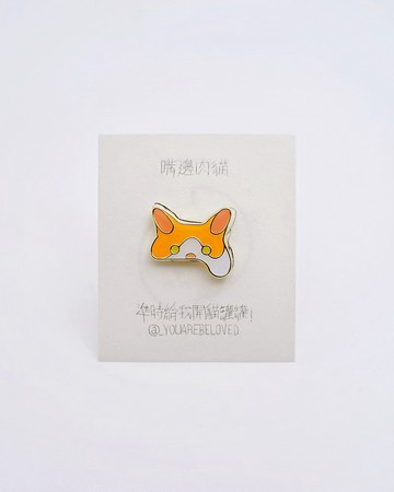 橘白 嘴邊肉貓 喵喵襟章