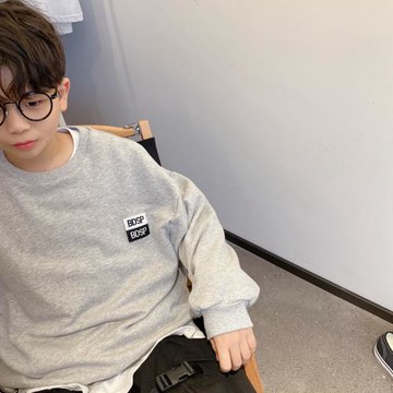 男童韓版上衣春秋款親子裝純色兒童寬松休閑打底衛衣新款童裝秋裝