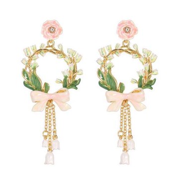 【巴黎精品】耳環琺瑯耳飾-玫瑰蝴蝶結鈴蘭花流蘇女飾品a1gf15