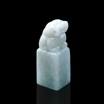 【招財神獸】飄綠翡翠貔貅玉印章 | 天然緬甸玉翡翠A貨 | 送禮