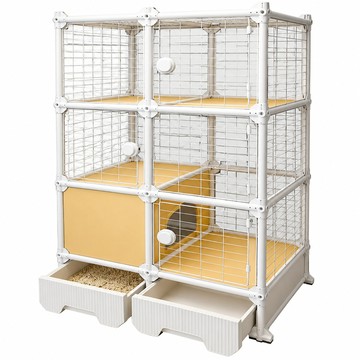 寵物籠/屋 【設彩】貓籠子 77*50*140cm 帶貓砂盆一體貓窩 不占地三層帶輪貓別墅（抽屜式貓砂盆 升級彈簧門鎖）