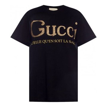 (WMNS) Gucci Flash Printing Short Sleeve Black