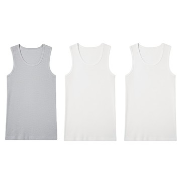 CARET 男款條紋背心3件組  L  白色 + 白色 + 灰色