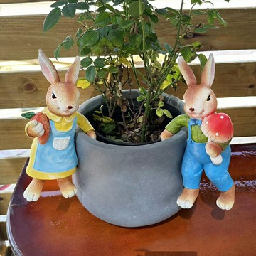 花盆 花器 庭院擺件 免運 速發 開立發票 爬缸兔子陽臺掛花盆裝飾品花園庭院多肉綠植花卉家居可愛創意擺件 酒店庭院擺件 裝飾擺件 花園擺件 花園裝飾