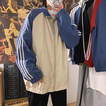 外套男士2024春季新款ins情侶上衣服潮流拼色工裝韓版夾克連帽