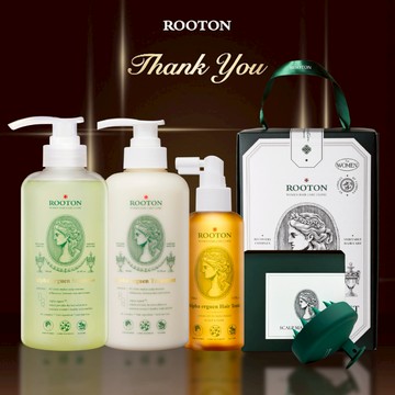 快速出貨【ROOTON】感謝有你！甦活植萃洗髮精500ml+甦活植萃護髮素500ml+甦活植萃髮根噴霧150ml+頭皮按摩梳+植萃手提禮盒(閨密閨蜜友誼友情心意禮物)