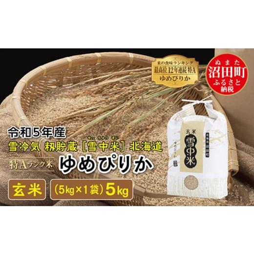 ふるさと納税 北海道 沼田町 令和5年産 特Aランク米 ゆめぴりか 玄米 5kg（5kg×1袋）雪冷気 籾貯蔵 雪中米 北海道