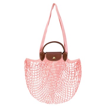 [平輸版]LONGCHAMP LE PLIAGE FILET系列網狀棉質兩用包(腮紅橘)真品平輸