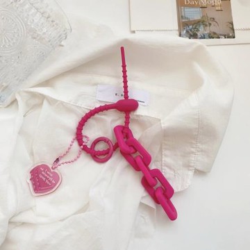 創意少女心硅膠愛心鏈條鑰匙扣精致書包掛件情侶掛飾汽車鑰匙鏈