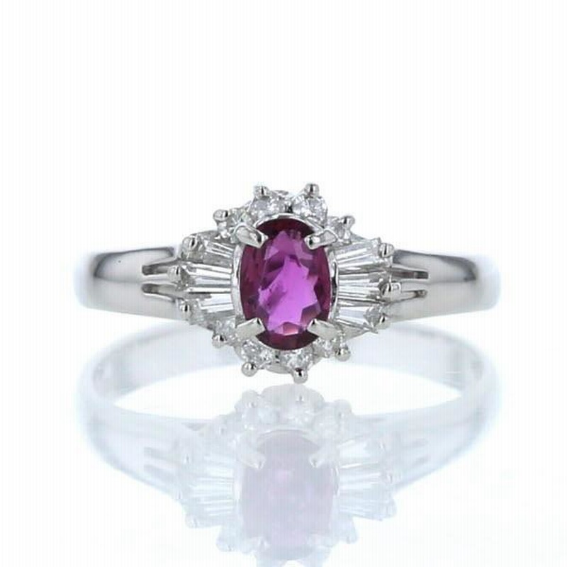 値下げ Pt850 プラチナ ルビー 0.33ct ダイヤモンド 0.23ct 取り巻き 