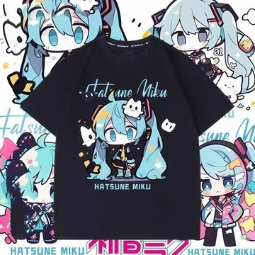 兒童短袖 夏季短袖二次元短袖T恤初音聯名周邊未來MIKU痛衣男女童寬鬆學生小衆衣服