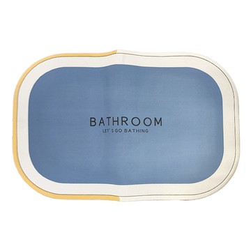 軟式硅藻吸水地墊/浴室踏墊 雙面防滑 多款可選 方便清洗 快速吸水 切邊平整  藍白邊  60 x 40cm  1個