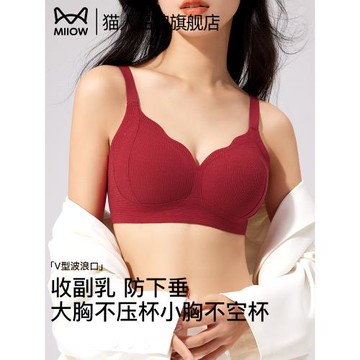 貓人內衣女大胸顯小無痕聚攏塑形收副乳防下垂上托大胸新款文胸罩