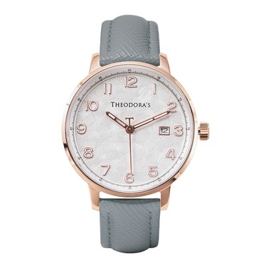 時間旅人 漫遊者 日顯夜光真皮腕錶 文藝白-防刮真皮灰