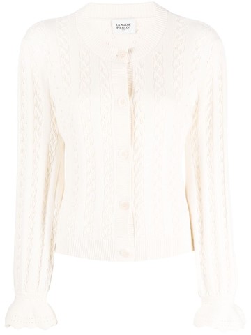 Claudie Pierlot - button-up long-sleeve knitted cardigan - women - Polyacrylic/Cotton - 36 - Neutrals