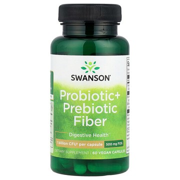 Swanson Vitamins, 益生菌 + 益生元纖維全素膠囊，60 粒