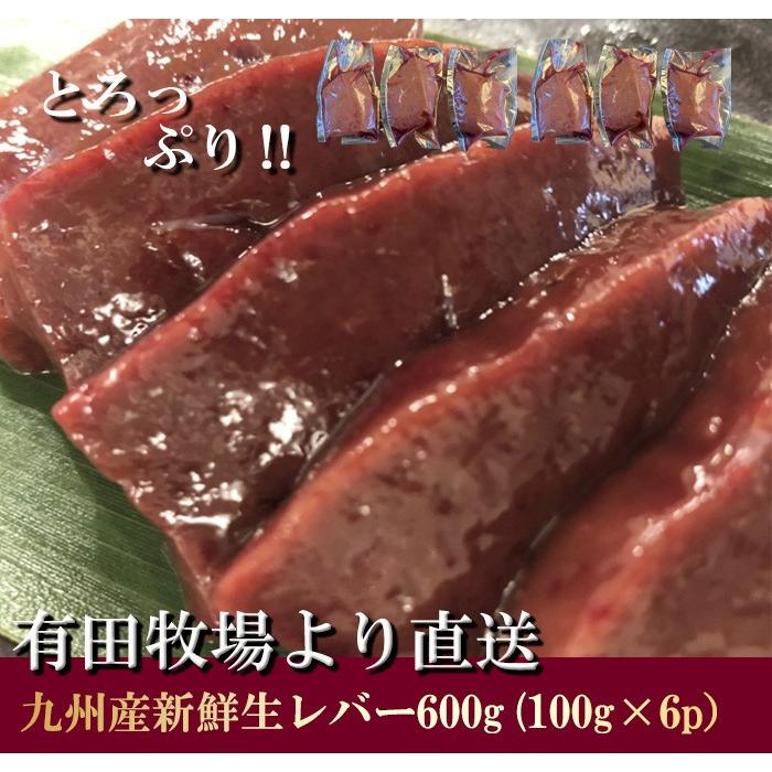 生レバー 牛レバー 新鮮九州産牛生レバー600g（100ｇ×6パック）宮崎県有田牧場より直送！