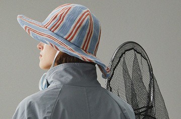 【木耳】撞色條紋/棉麻寬簷/系帶木耳邊漁夫帽