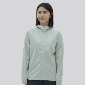 Mni 輕薄防風透氣連帽機能外套 女款-淺灰色