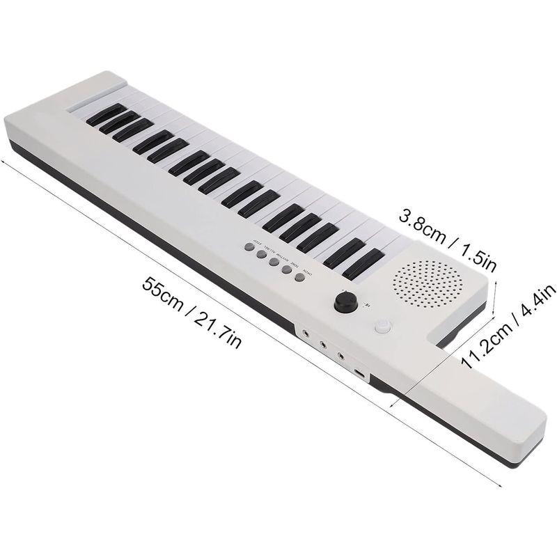 キッズキーボードピアノ、ヘッドフォンジャックマイク内蔵スピーカー37キーショルダーストラップ付きキーボードピアノ32ノートポリフォニーステレ