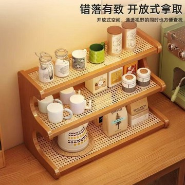 杯架桌面檯面可瀝水楠竹廚房調味品罐罐收納置物架臥室雜物擺放架 收納 容量大 台灣寄出 廚房置物架 廚房收納 調味料收納架