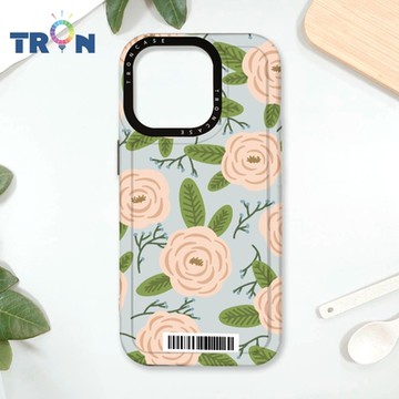 TRON IPhone 16 Pro 平塗手繪花朵D款 防摔太空載具殼 透黑 軟硬 手機殼