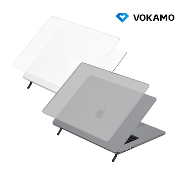 VOKAMO Apple MacBook Pro 14 (M1/M2/M3/M4/M5) 防刮支架保護殼(透黑)(霧面)